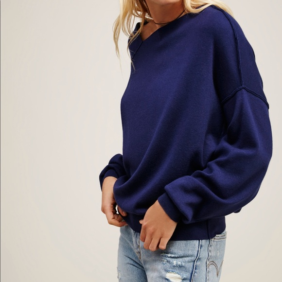 free people Sweaters - Free people “the check” sweater in navy blue